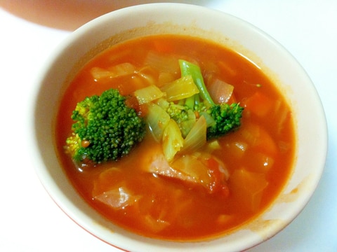 トマト缶で野菜たっぷりミネストローネ☆